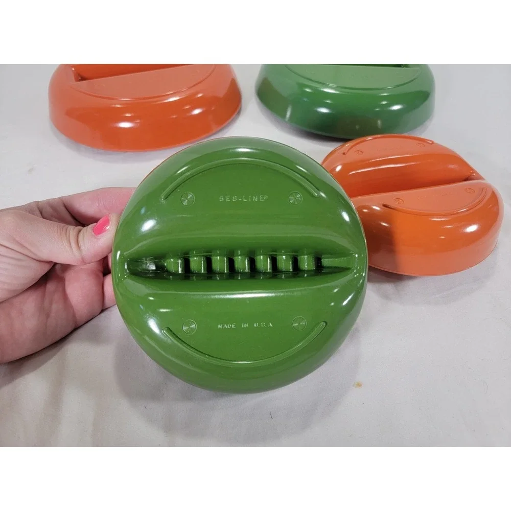 USA‎ Vtg GES Melmac 4 NOS Green Orange Ashtrays 7.5